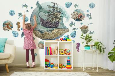 Wall sticker 60x73 An underwater fairy tale with sea animals