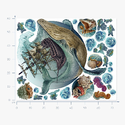 Wall sticker 60x73 An underwater fairy tale with sea animals