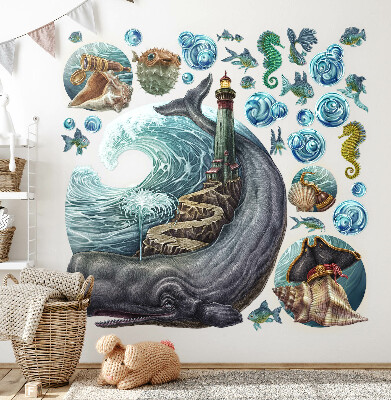 Wall sticker 60x71 An underwater fairy tale with a lantern and animals