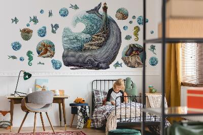 Wall sticker 60x71 An underwater fairy tale with a lantern and animals