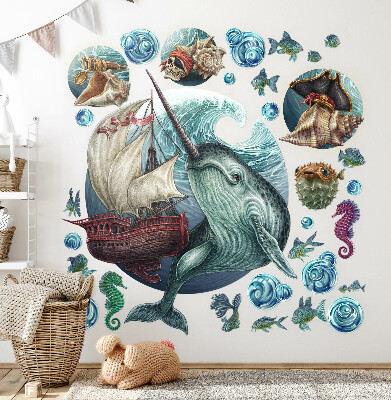 Wall sticker 60x66 An underwater land of cartoon creatures