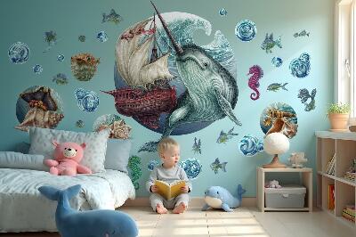 Wall sticker 60x66 An underwater land of cartoon creatures