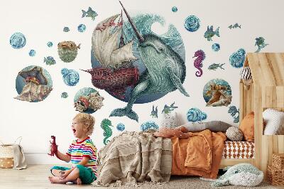Wall sticker 60x66 An underwater land of cartoon creatures