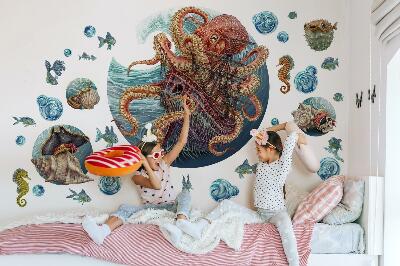 Wall sticker 60x72 A fairy-tale underwater world with an octopus and a ship