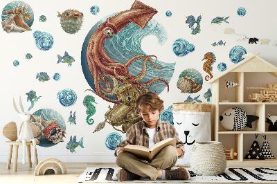 Wall sticker 60x60 Magical land of underwater creatures in drawing