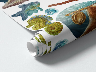 Wall sticker 60x66 An underwater fairy tale with crabs in a cartoon style