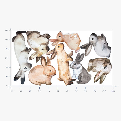 Wall sticker 60x108 Pastel bunnies in watercolor technique