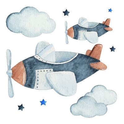 Wall sticker 60x102 Pastel planes on a watercolor background