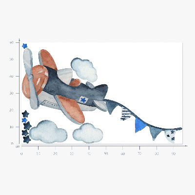 Wall sticker 60x95 Pastel plane in the watercolor sky
