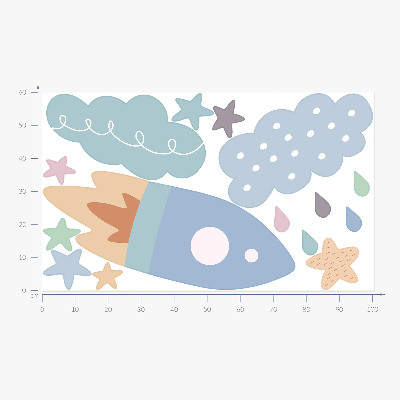 Wall sticker 60x100 Space pastel dreams with stars and clouds