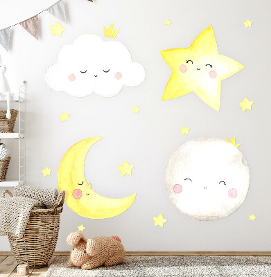 Wall sticker 60x109 Night clouds with stars in pastels