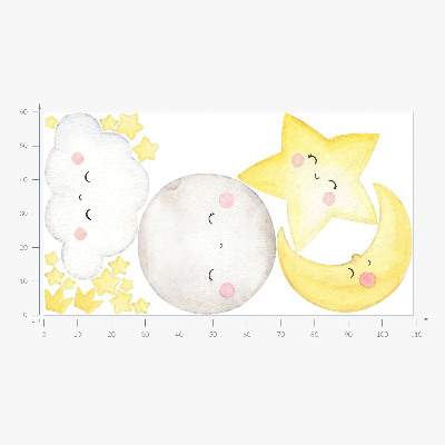 Wall sticker 60x109 Night clouds with stars in pastels