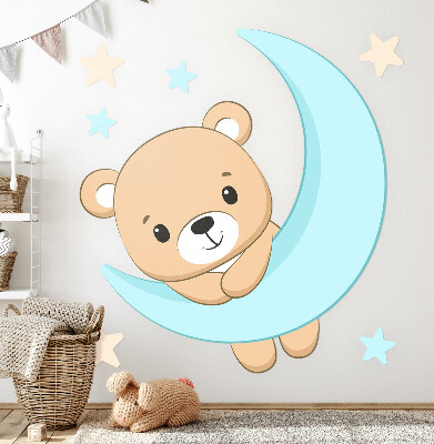 Wall sticker 60x66 A cute teddy bear against the background of the moon and stars