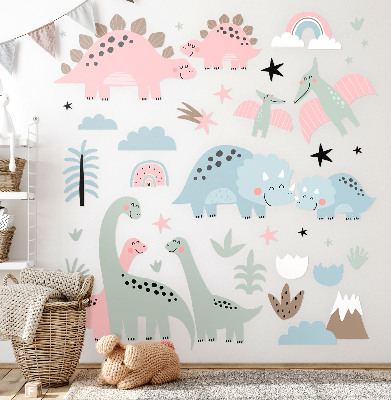 Wall sticker 60x89 Dinosaurs in pastel vegetation surroundings