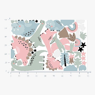 Wall sticker 60x89 Dinosaurs in pastel vegetation surroundings