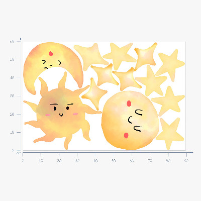 Wall sticker 60x90 Watercolor sky with stars and pastels