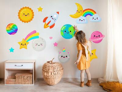 Wall sticker 60x101 Rainbow space theme with rocket and planets