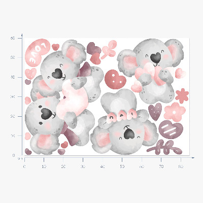 Wall sticker 60x84 Pastel cute koalas in watercolor style