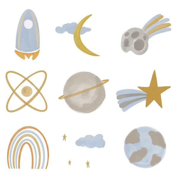 Wall sticker 60x100 Cosmic illustration of planets and stars in pastels