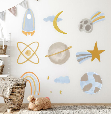 Wall sticker 60x100 Cosmic illustration of planets and stars in pastels