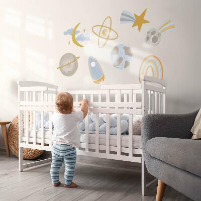 Wall sticker 60x100 Cosmic illustration of planets and stars in pastels