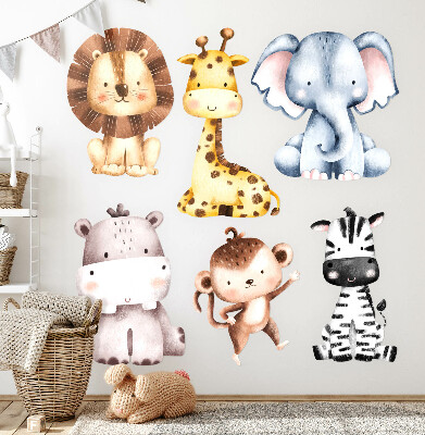 Wall sticker 60x99 Safari animals in a cute pastel aesthetic