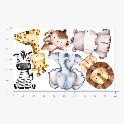Wall sticker 60x99 Safari animals in a cute pastel aesthetic