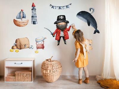 Wall sticker 60x83 Pirate world in pastel watercolors