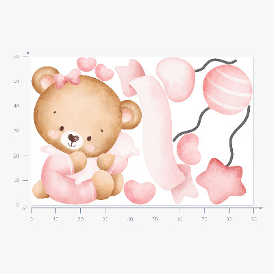 Wall sticker 60x90 A cute teddy bear in a delicate watercolor style