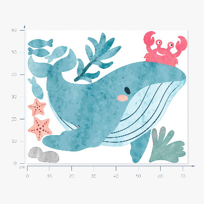 Wall sticker 60x72 An underwater land of watercolor creatures
