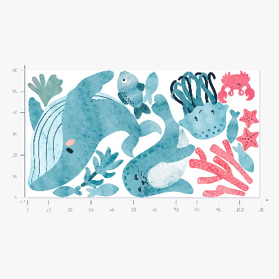 Wall sticker 60x109 A sea paradise in a watercolor style