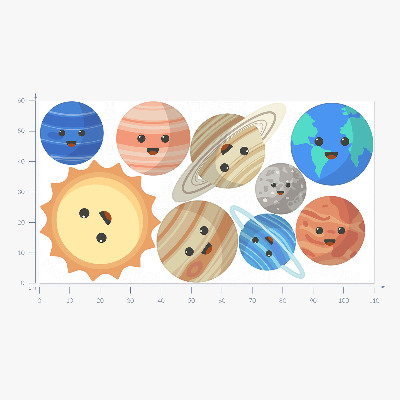 Wall sticker 60x110 Lovely planets in cosmic dance