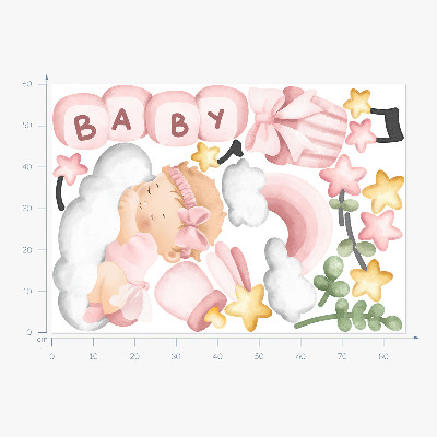 Wall sticker 60x85 Pastel watercolor decorations for a little princess