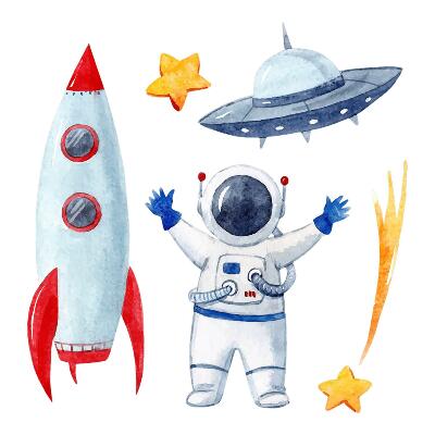 Wall sticker 60x102 Cosmic watercolors in pastel shades