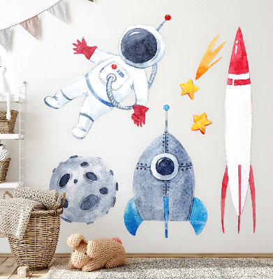 Wall sticker 60x101 Space pastel pattern with astronaut and rockets