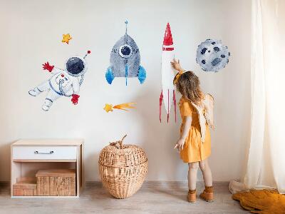Wall sticker 60x101 Space pastel pattern with astronaut and rockets