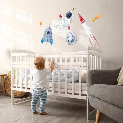 Wall sticker 60x101 Space pastel pattern with astronaut and rockets