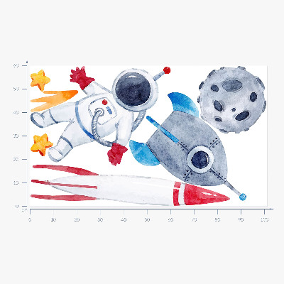 Wall sticker 60x101 Space pastel pattern with astronaut and rockets