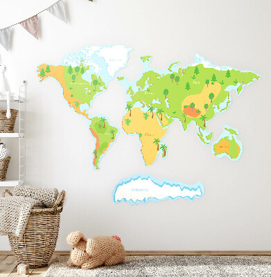Wall sticker 60x86 World map in educational pastel outlines