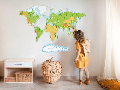 Wall sticker 60x86 World map in educational pastel outlines
