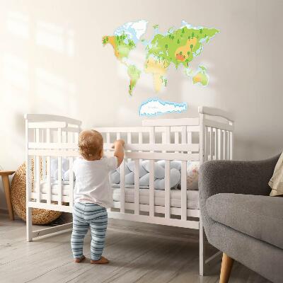 Wall sticker 60x86 World map in educational pastel outlines
