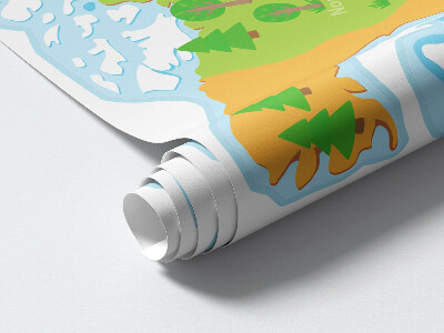 Wall sticker 60x86 World map in educational pastel outlines
