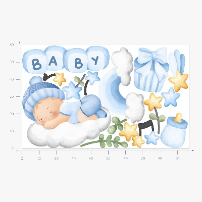 Wall sticker 60x96 Pastel watercolor decorations for a boy