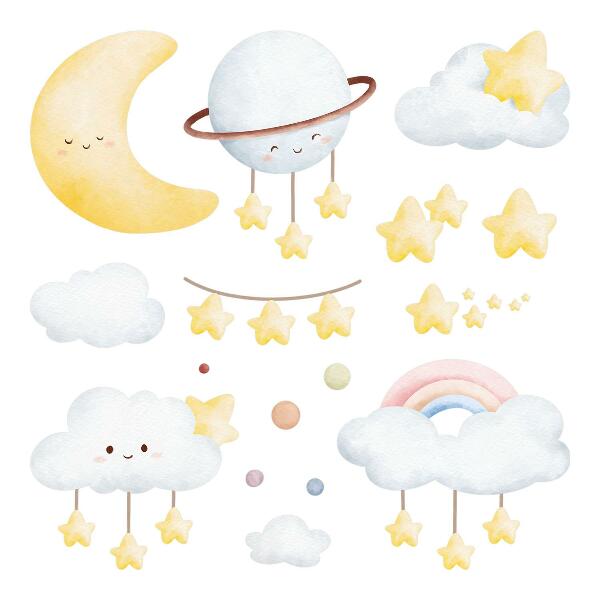 Wall sticker 60x81 Sky and space in boho pastels