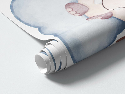 Wall sticker 60x82 Cute animals in pastel clouds