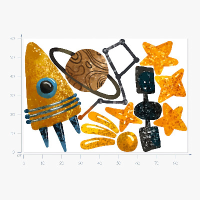 Wall sticker 60x86 Rocket illustrations of planets and stars in space