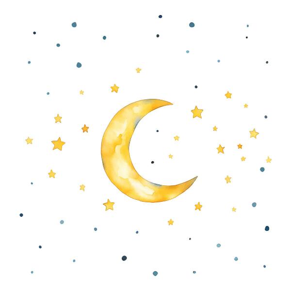 Wall sticker 60x65 Space watercolor sky with moon and stars