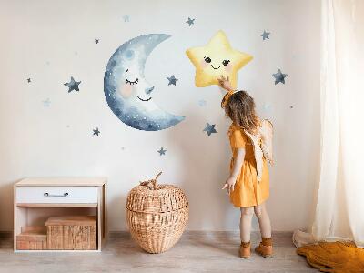 Wall sticker 60x104 Moon and star in night watercolor style
