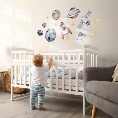 Wall sticker 60x88 Pastel space with planets and rocket