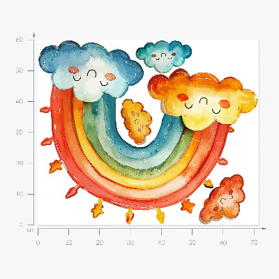 Wall sticker 60x72 Colorful clouds and rainbow watercolor sky